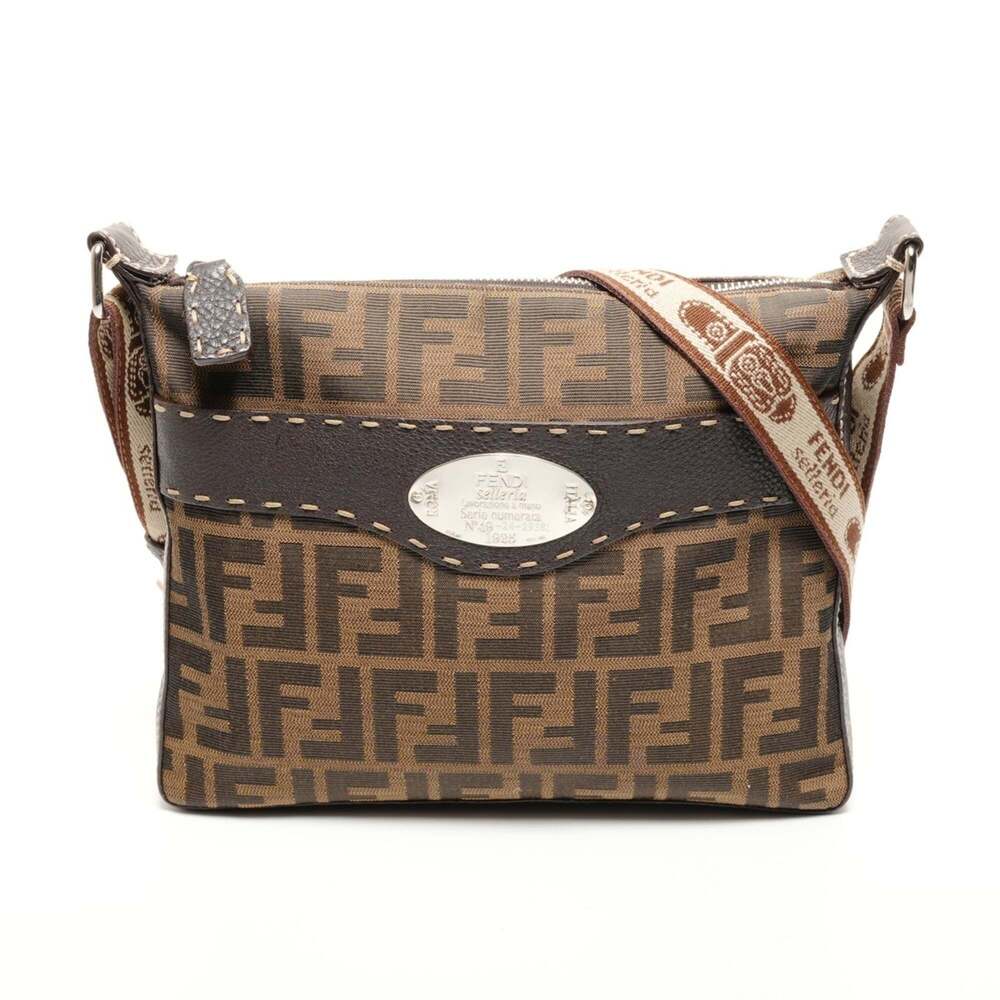FENDI Brown Canvas Zucca Shoulder Bag